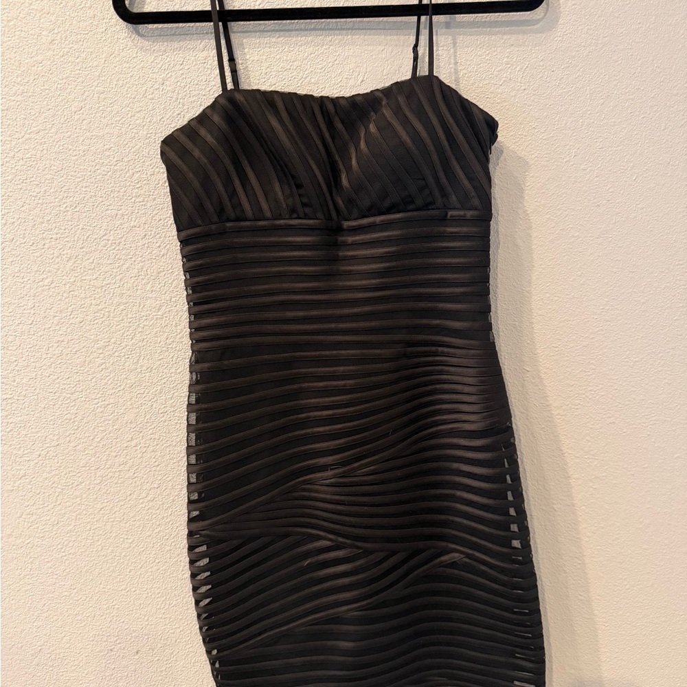 White House Black Market Black Strapless Textured Sheath Dress